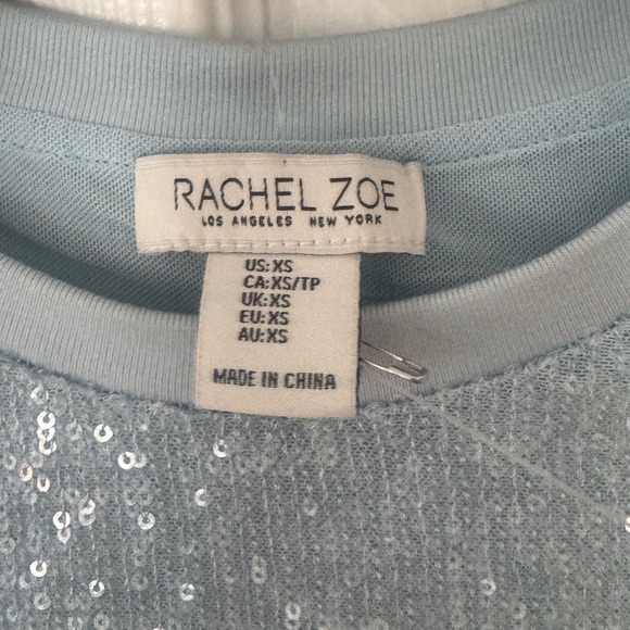 Rachel Zoe Powder Blue Sequin Crop Top - Picture 3 of 10